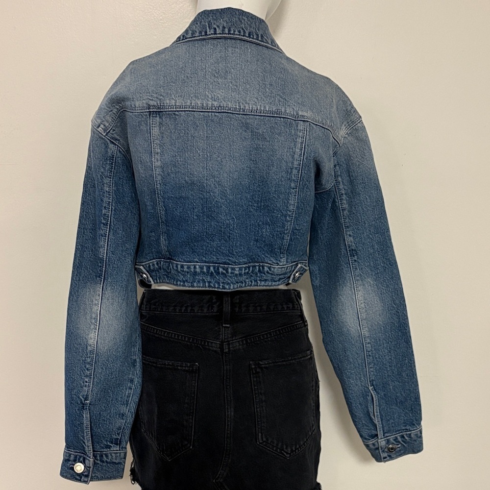 RtA Denim Lani Blue Cropped Asymmetrical Jean Jacket Coastal Cowgirl Festival - Picture 4 of 8